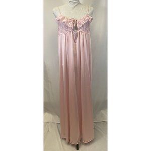 Vintage Maidenform ILGWU Shell Pink Sheer Lingerie Lacey Nightgown 40EE USA